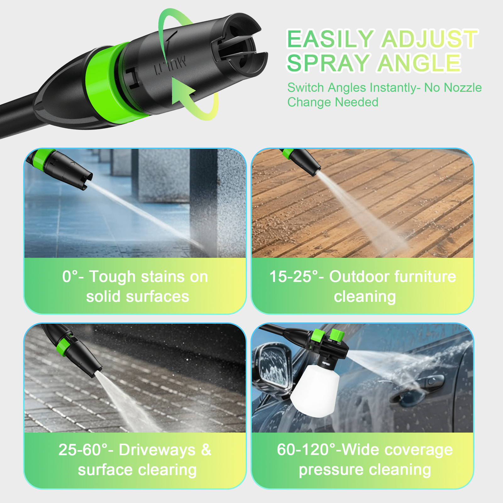 Rebelduck PW01GG 4000 PSI Electric Pressure Washer, 2.6 GPM, 4-in-1 Adjustable