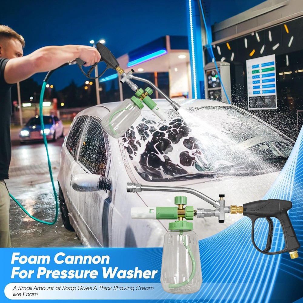 US Foam Cannon for Pressure Washer with Dual-Connector&Short Pressure Washer Gun