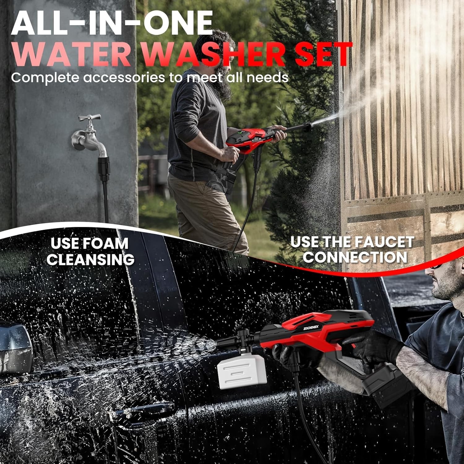 Cordless Pressure Washer for Milwaukee 18V Battery, 800 PSI Portable Handheld