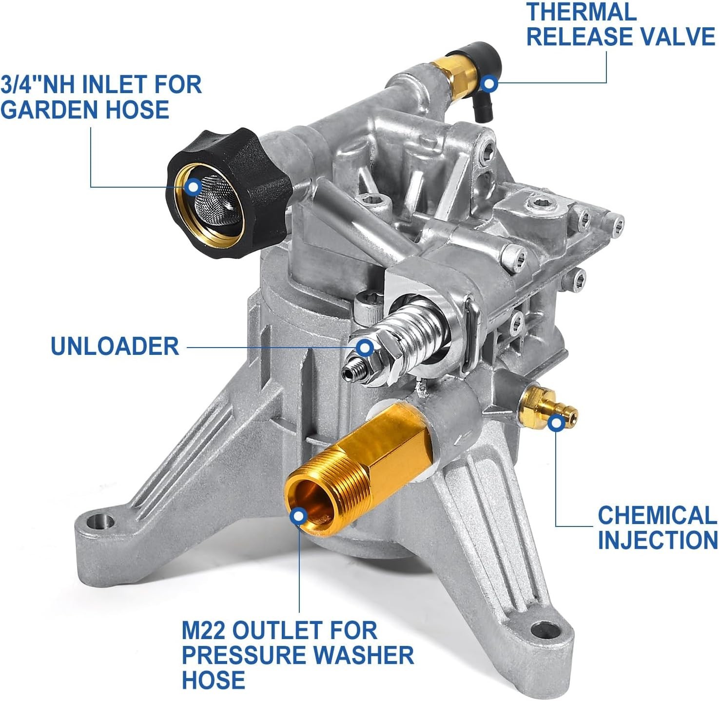 TOOLCY 3400 PSI Vertical Pressure Washer Pump 7/8″ Shaft 2.5 GPM