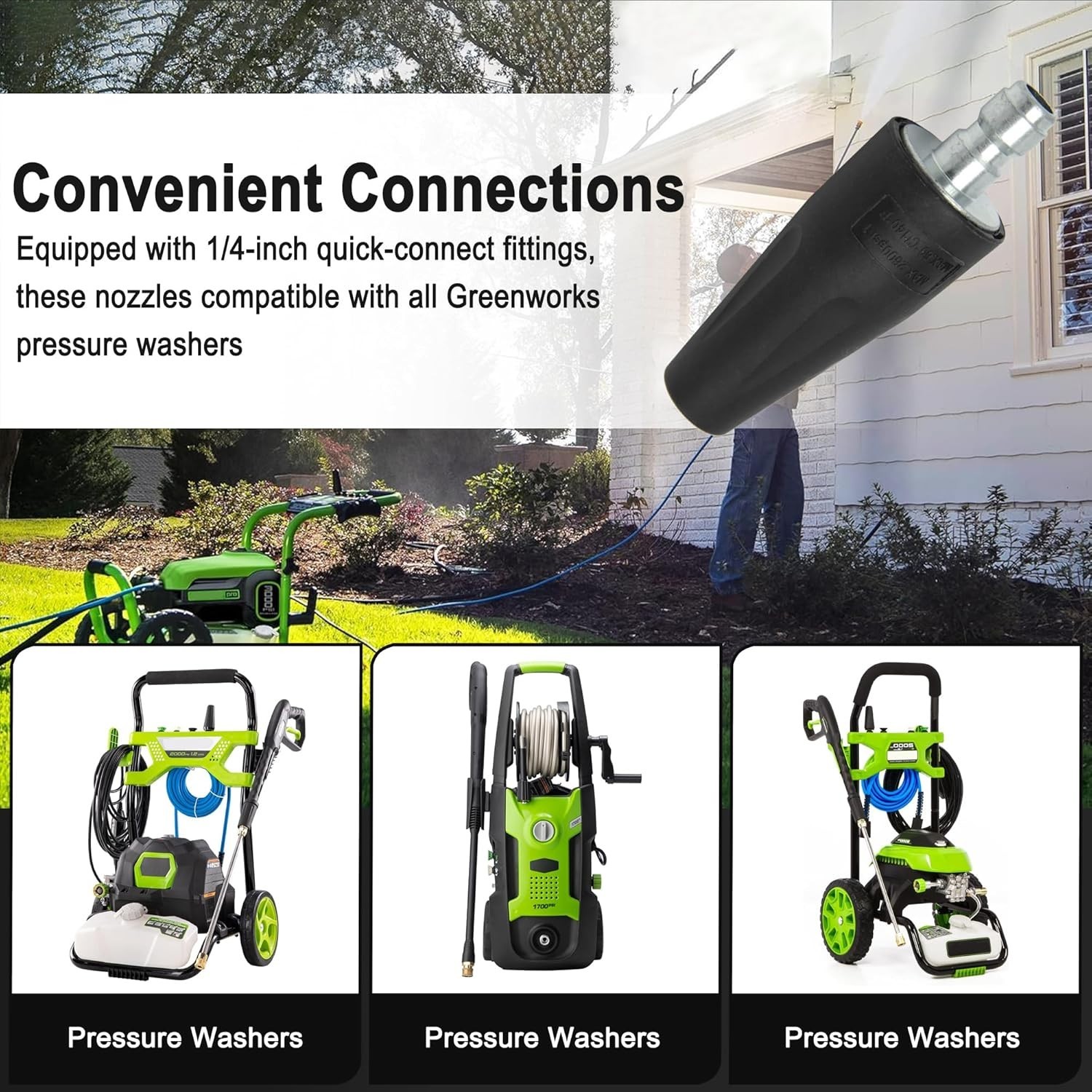 2000 PSI Turbo Nozzle, Replacement for Greenworks , Compatible with all Green…