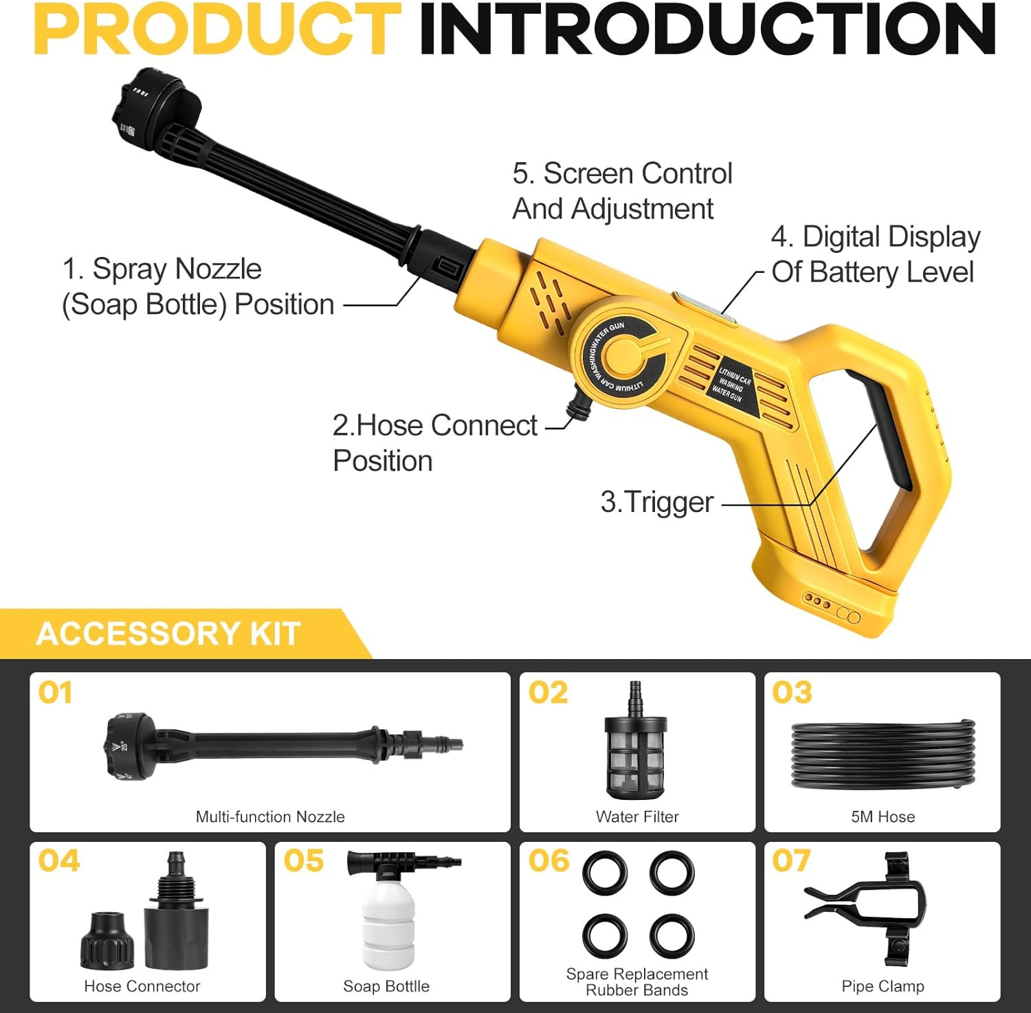 Cordless Pressure Washer Compatible with Dewalt 20V Battery, 700 PSI Portable Ha