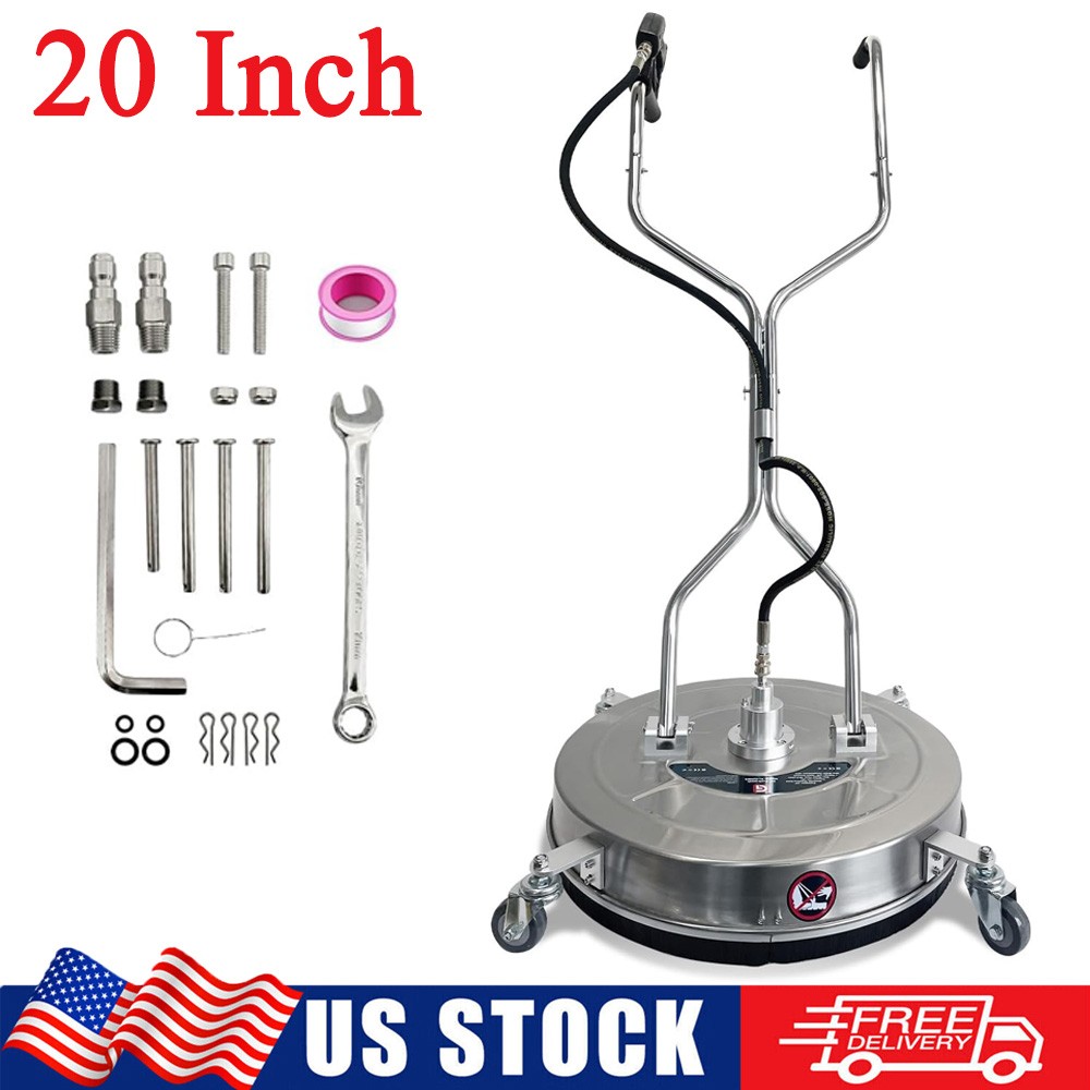 20″ Pressure Washer Surface Cleaner with 4 Wheels & Dual Handle Stainless Steel
