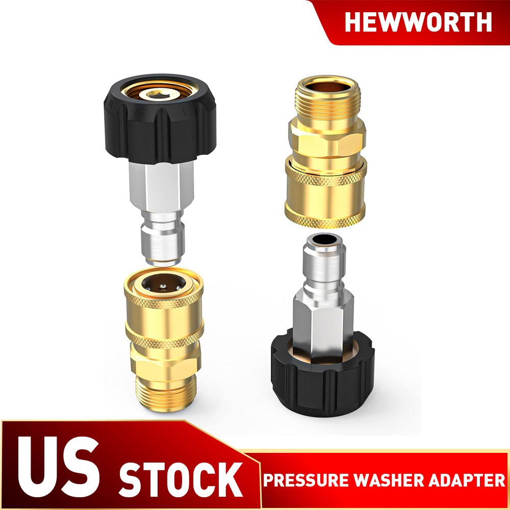 4PCS M22-14 to 3/8″ Quick Connect Brass High Pressure Washer Hose Connector Kit