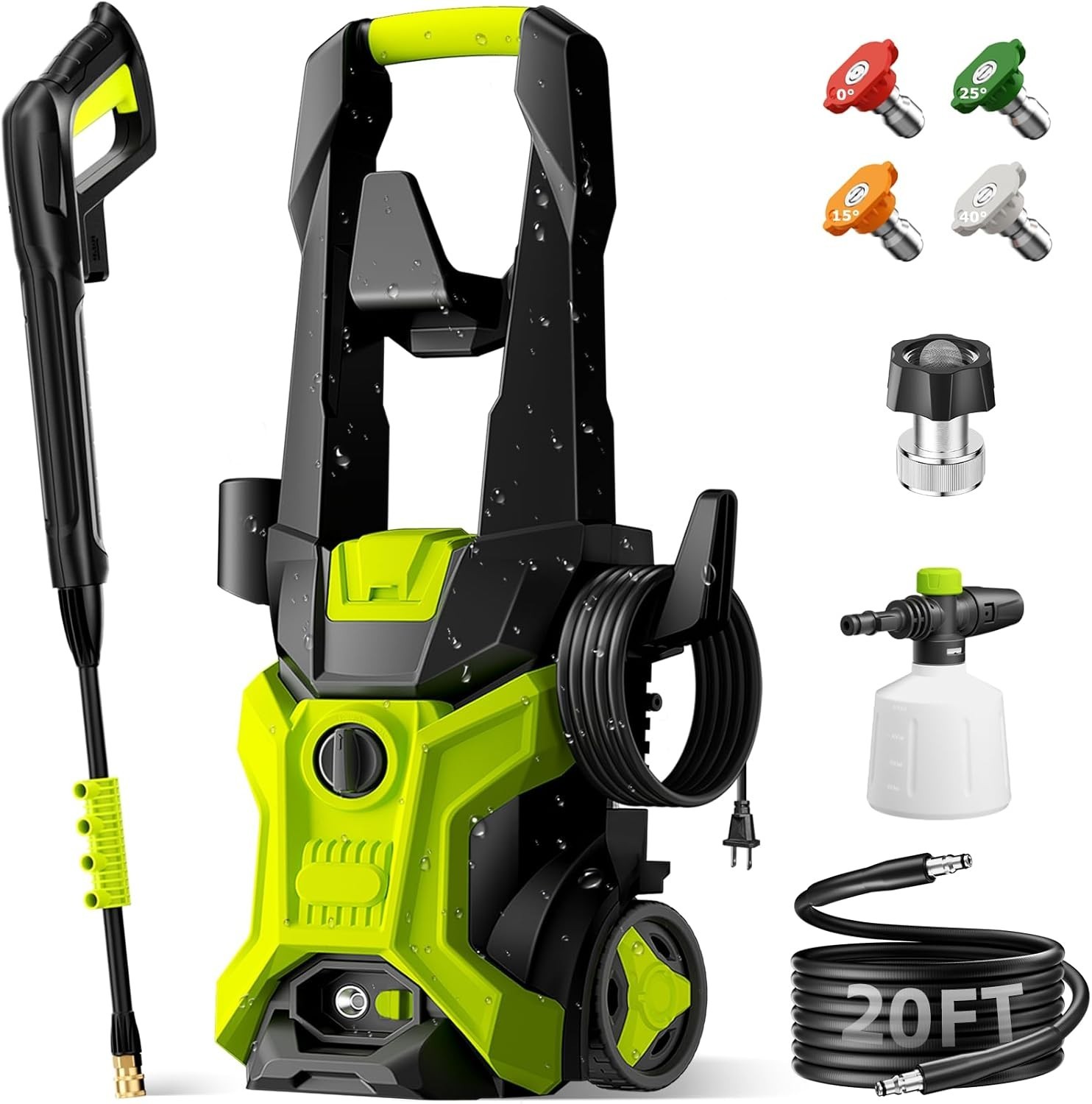 BothLin Electric Pressure Washer 2.5 GPM 4 Quick-Connect Nozzles, 20ft Hose