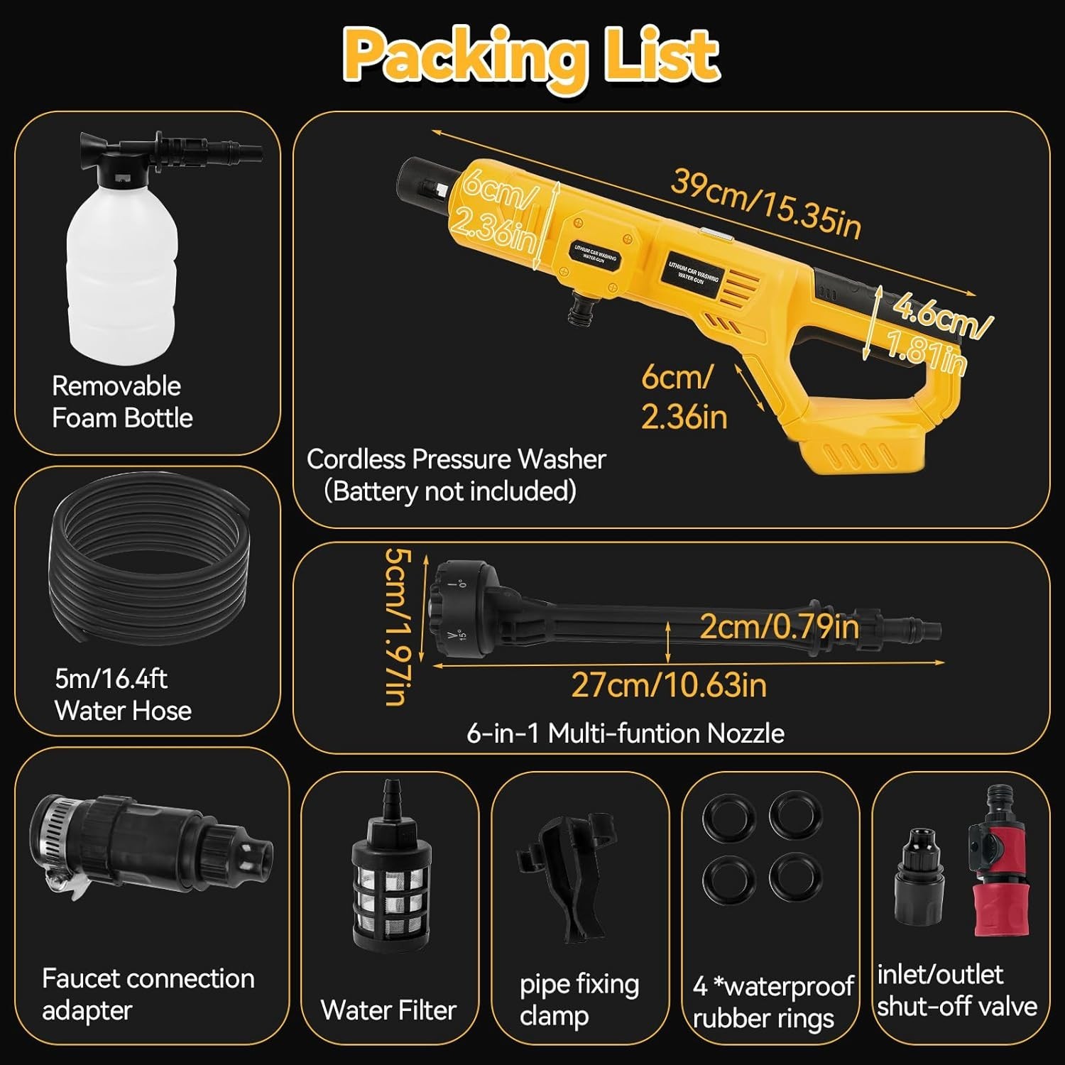 FOR DEWALT 20V Battery Cordless Car Washer High Pressure Water Spray Gun US