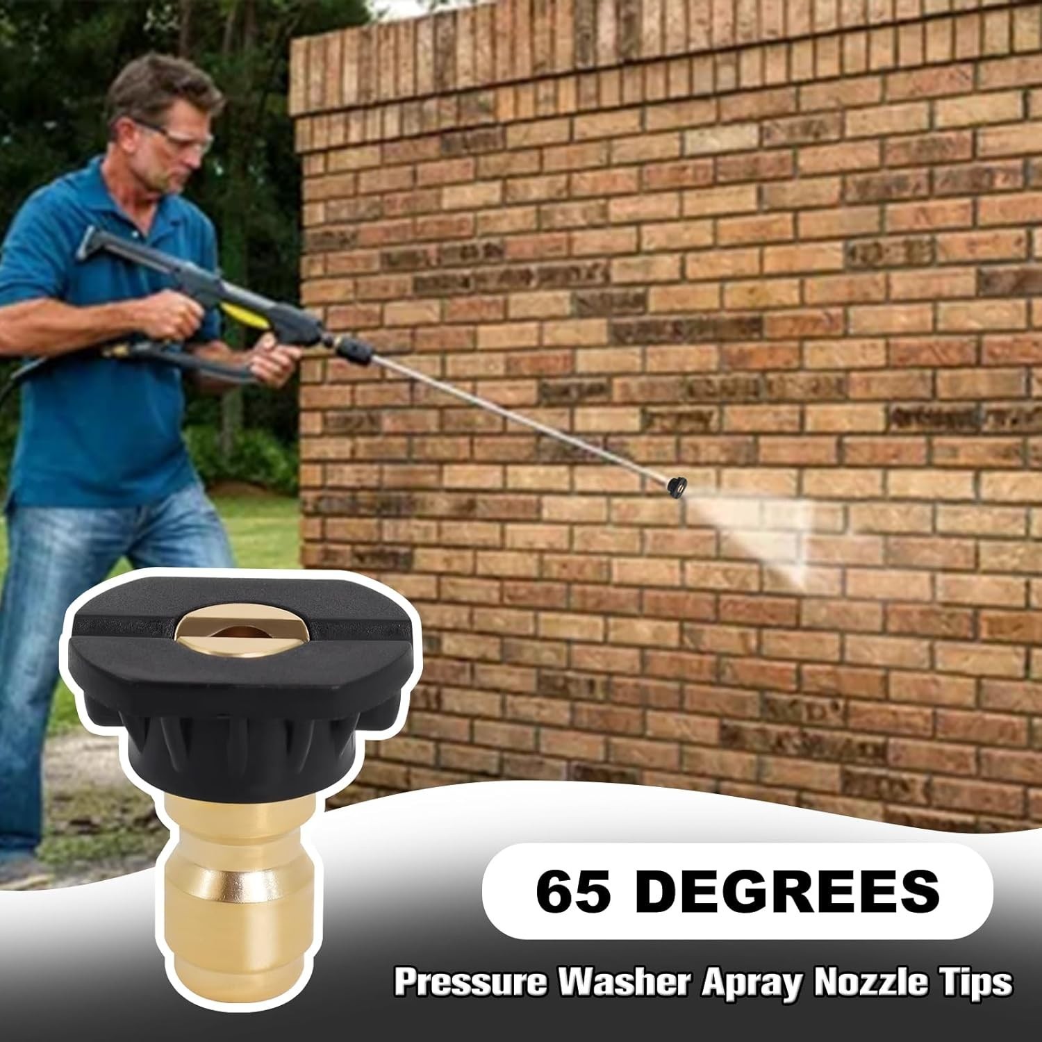 Up to 4000 PSI Pressure Washer Nozzles, 6-Pack 65-Degree Stainless Steel Tips