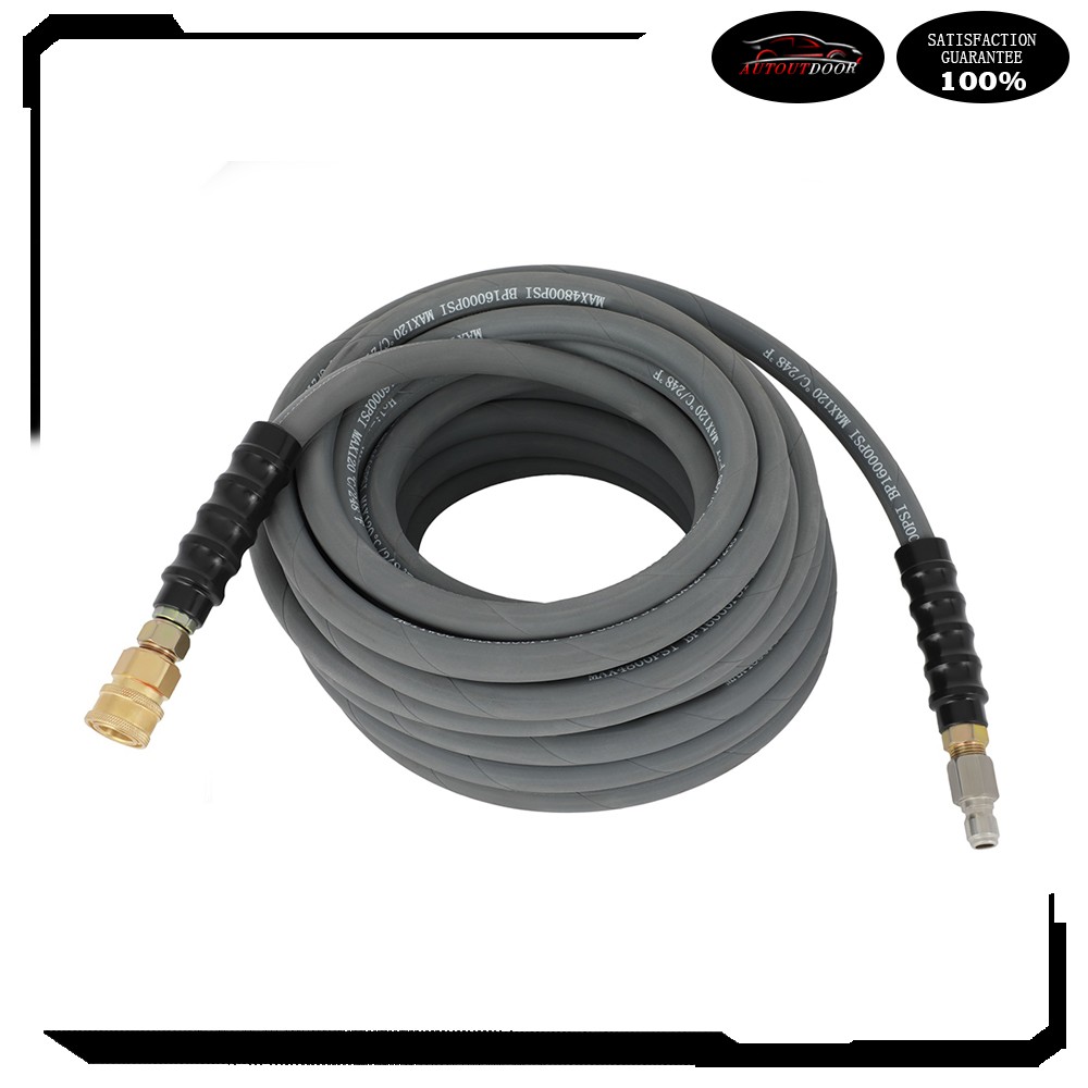 50ft 4800PSI Pressure Washer Hose Non-Marking 3/8″ Couplers Hot&Cold Water 248F