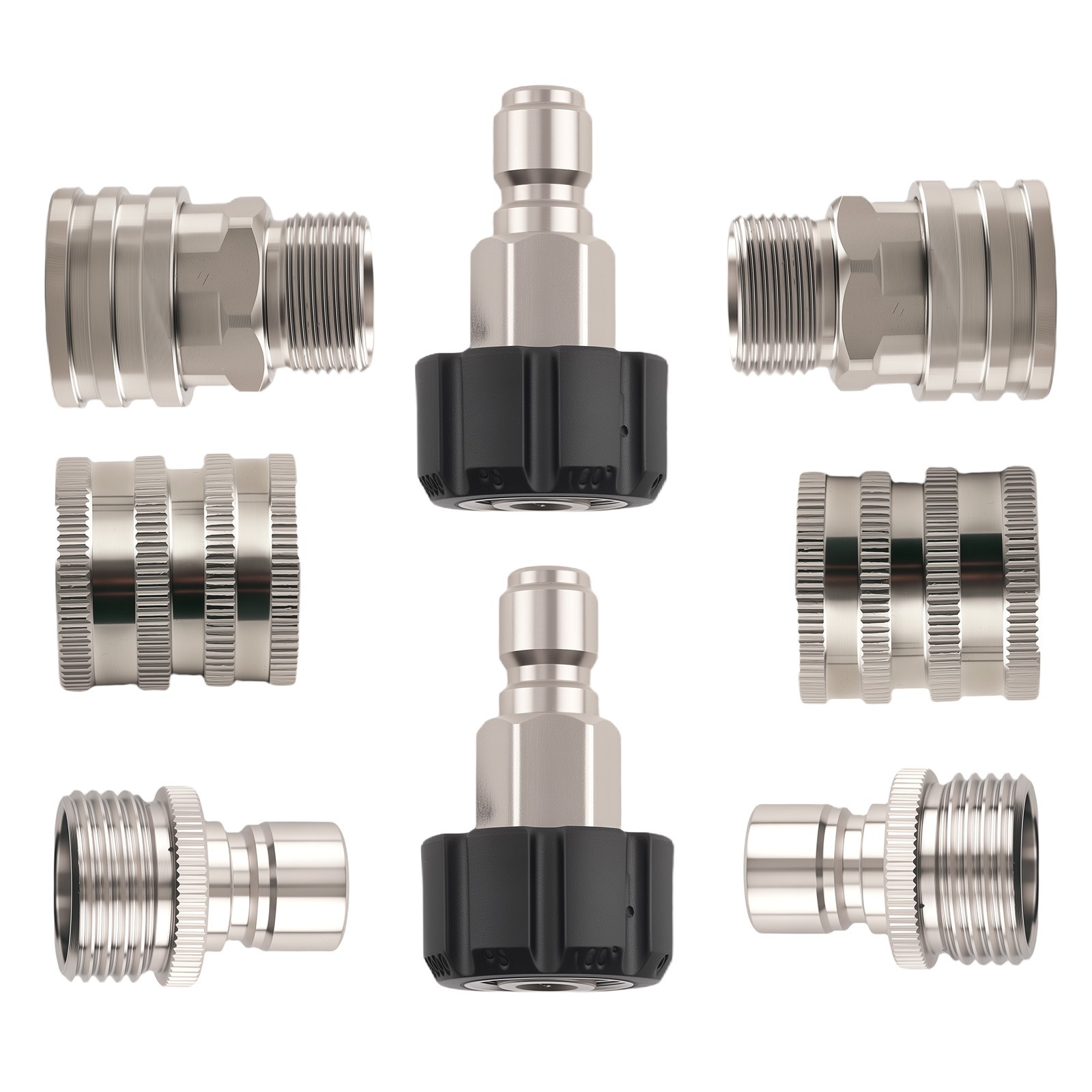 8Pcs Pressure Washer Adapter Set Quick Connect M22 14mm Stainless Steel