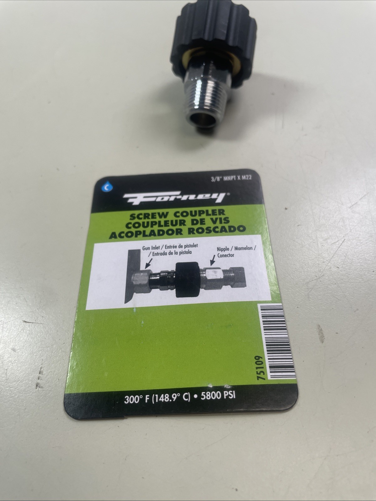 Forney 75109 5800 PSI Female x MNPT Screw Coupling M22 x 3/8 in. Connection