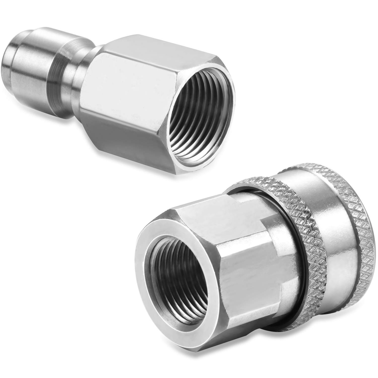 2 Sets NPT 3/8 Inch Pressure Washer Quick Connector Kit Stainless Steel Pressure