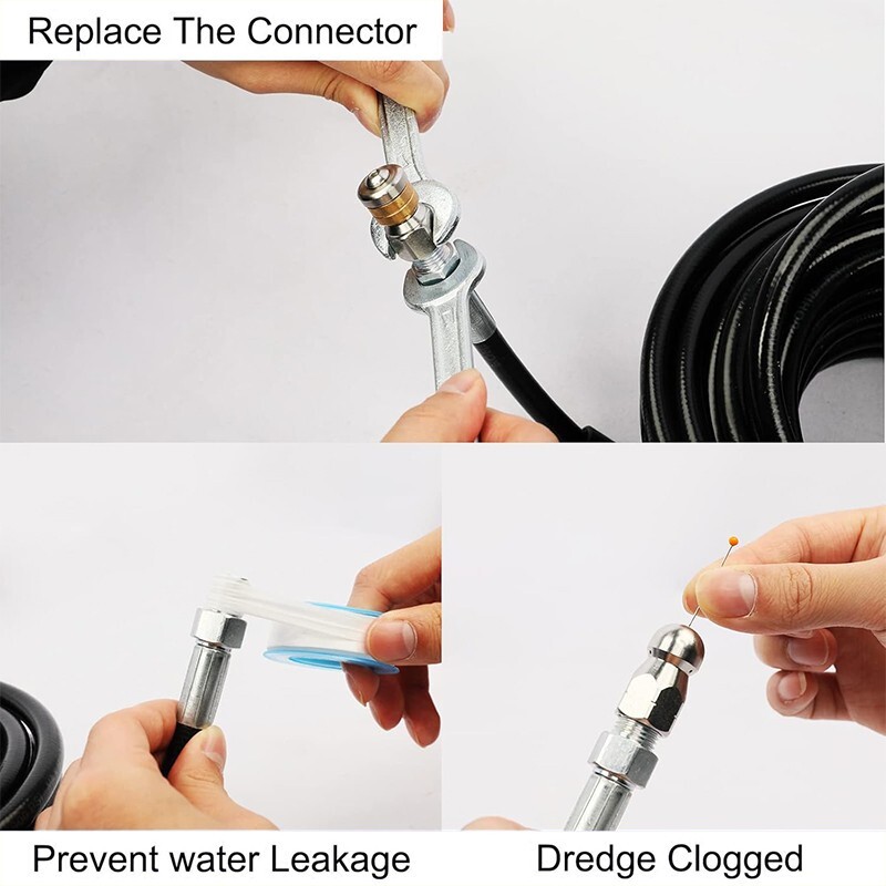 POHIR 100FT Pressure Washer Hose 1/4″ 4000PSI Sewer Jetter Nozzles Hose Kit