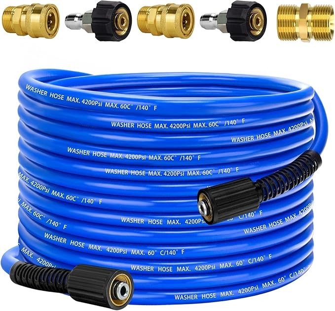 50Ftx1/4″ Pressure Power Washer Hose Flexible Kink-Resistant for Ryobi Troy Bilt