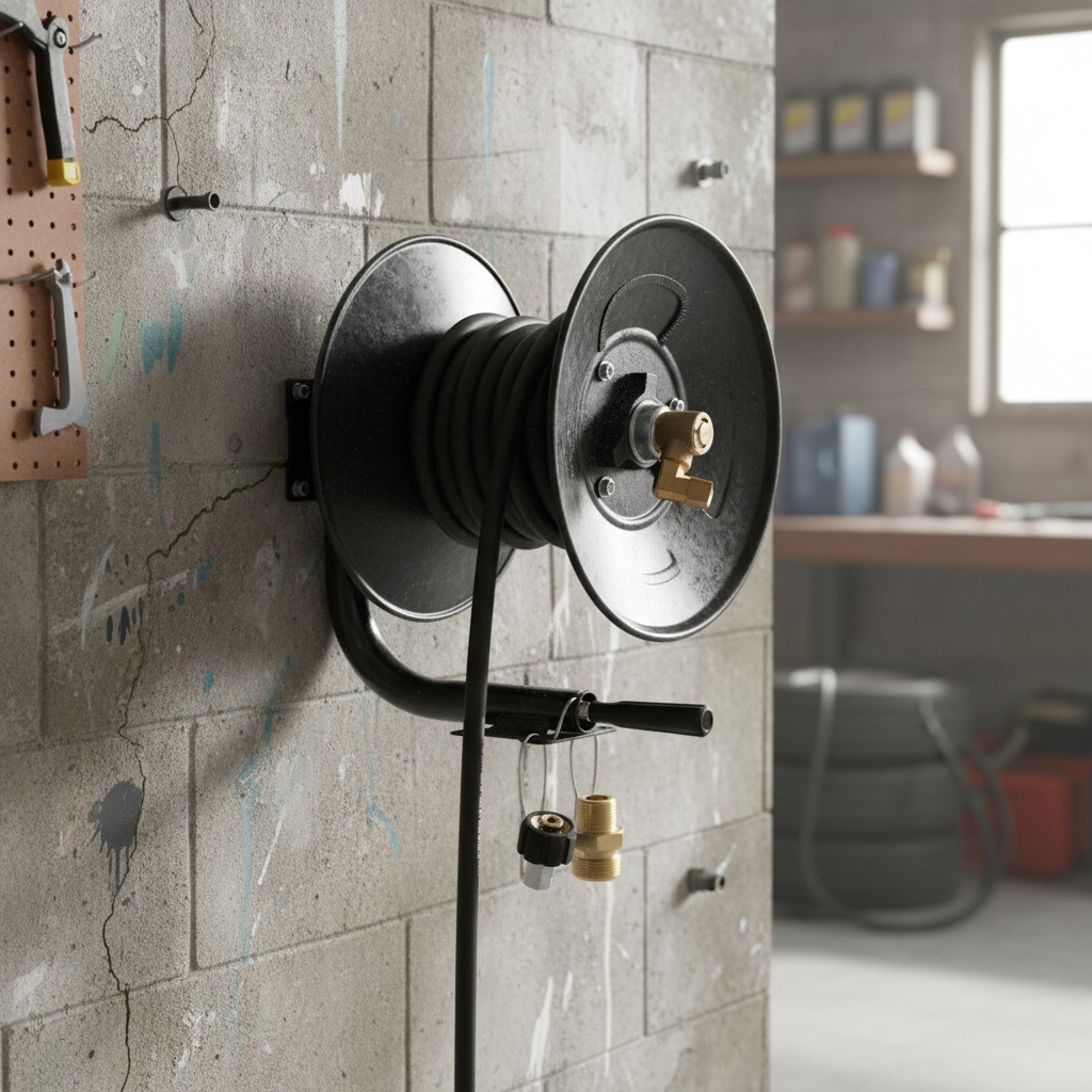 Manual Crank Pressure Washer Hose Reel 150ft – Durable and Rust-Resistant Design