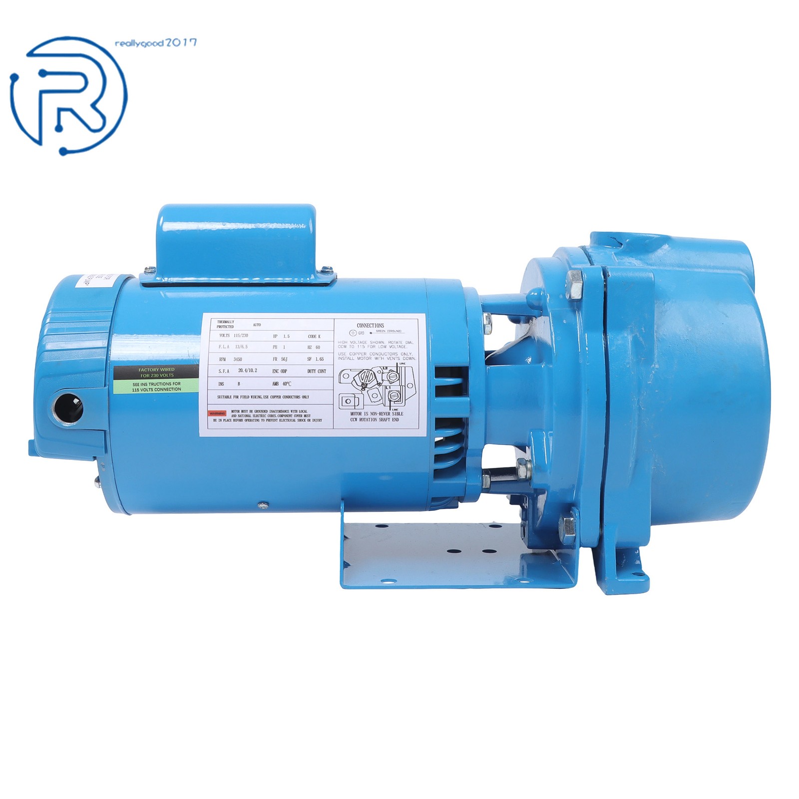 Cast Iron GT15 Self-Priming Centrifugal Pump 1-1/2HP 115/230Volt Water Pump