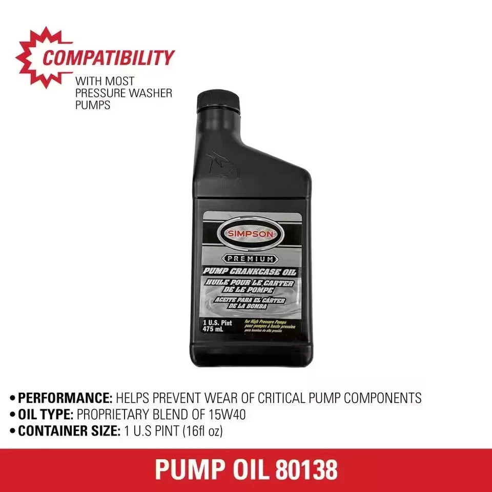 15W40 Pressure Washer Pump Oil 16 oz Crankcase Lubricant Replacement