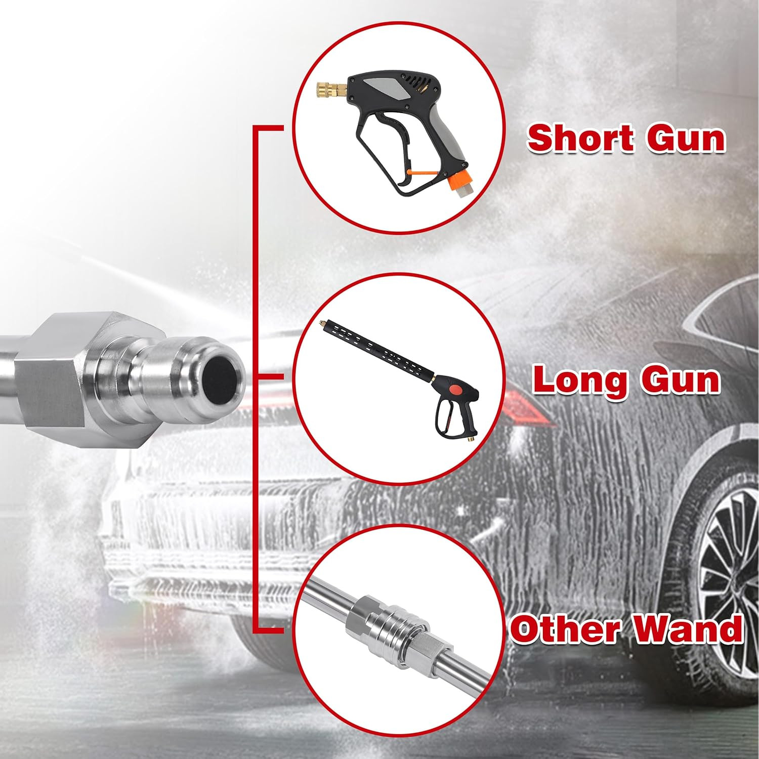 120″ Pressure Washer Extension Wand, Power Washer Extension Pole with 5 Nozzle T