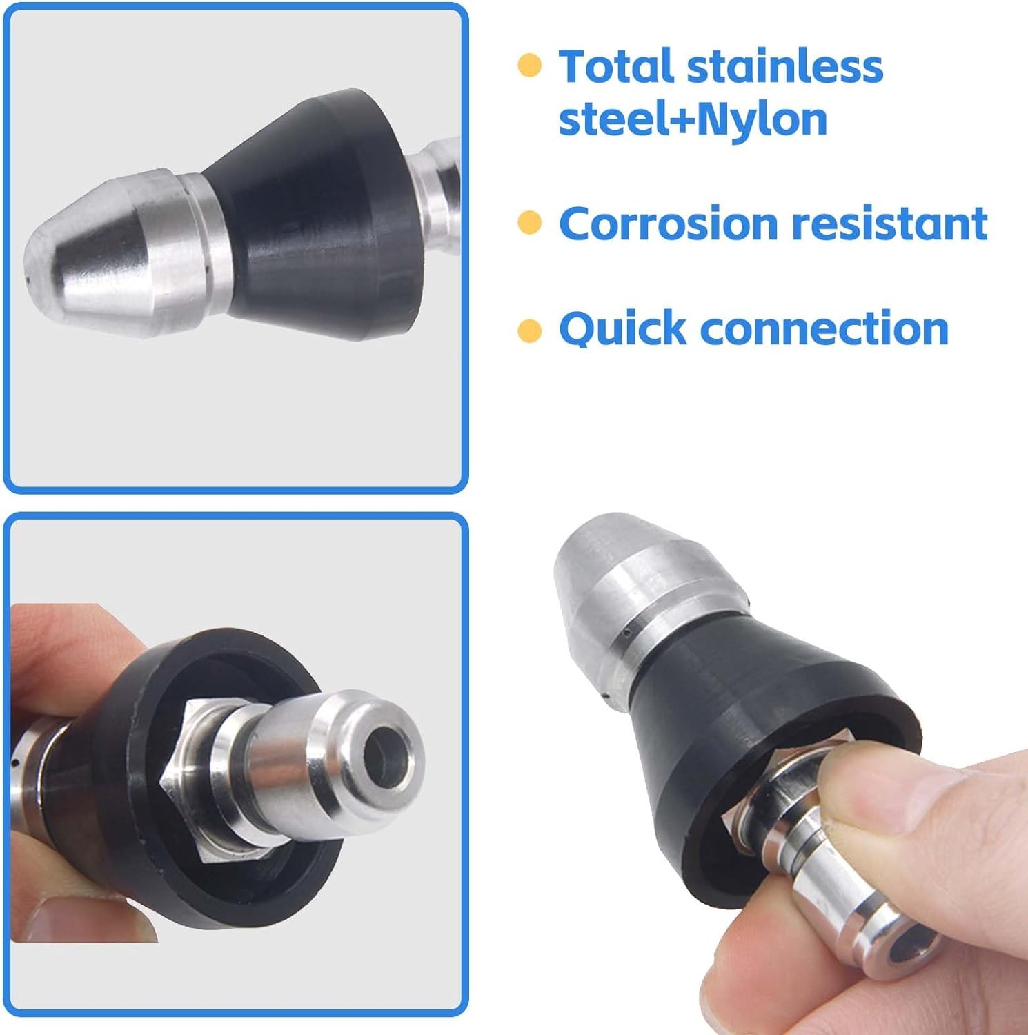 1-3x Stainless Steel High Pressure Nozzle Sewer Pipe Flusher Car Washing Machine