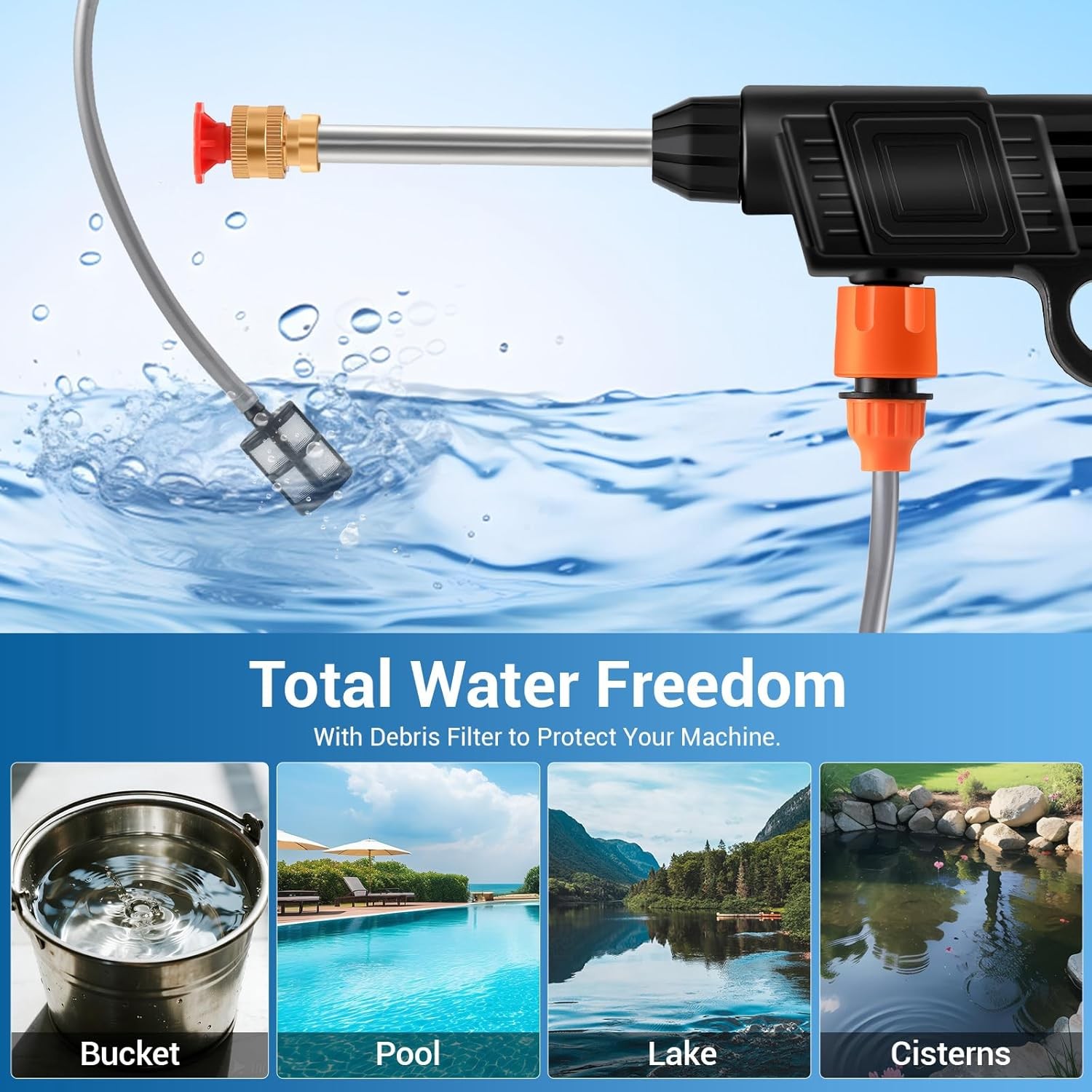 Portable Cordless Electric High Pressure Water Spray Gun Car Washer Cleaner Tool
