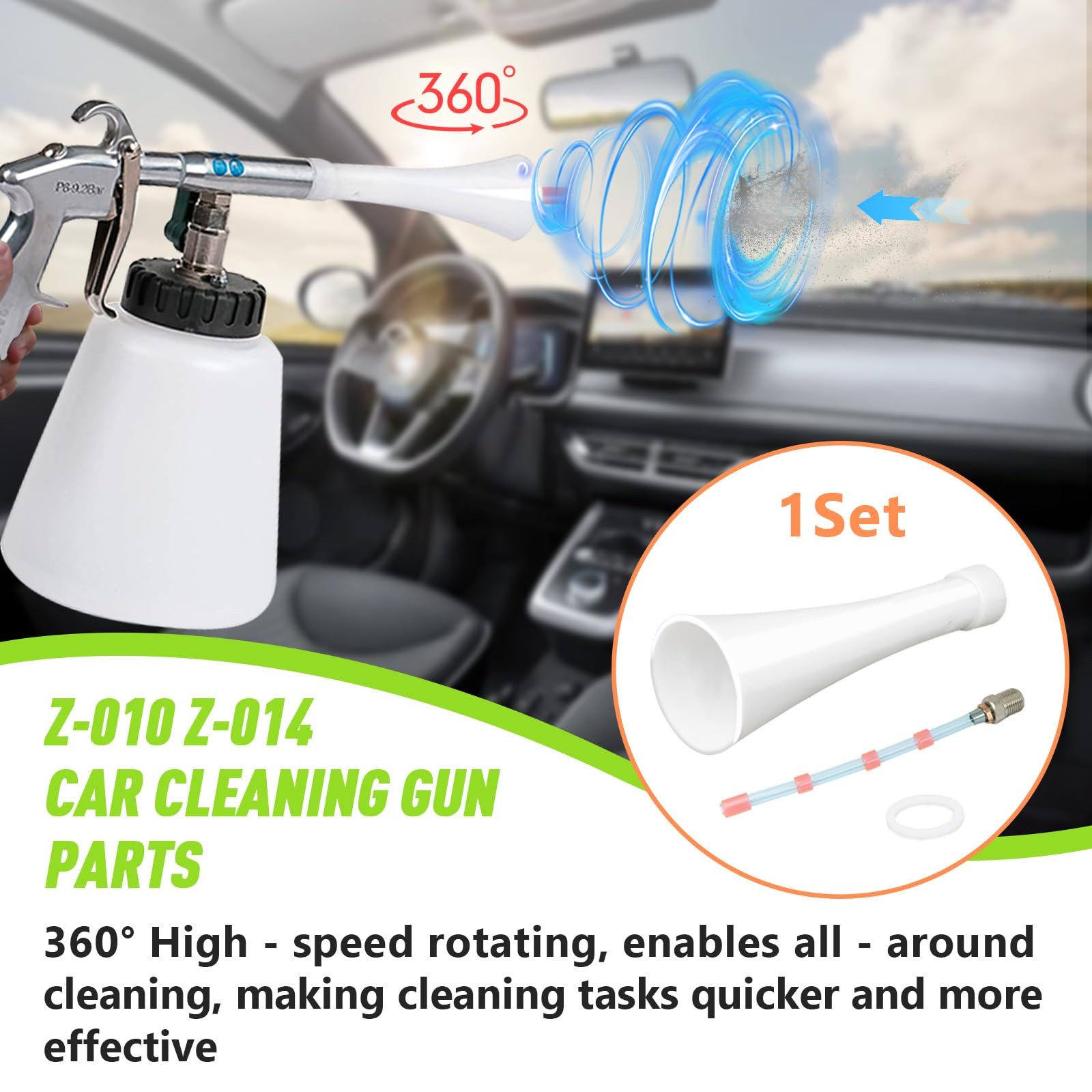 Car Cleaning Tool Kit, Fit for Gun Z-010 & Z-014, Shaped Nozzle Replacement…