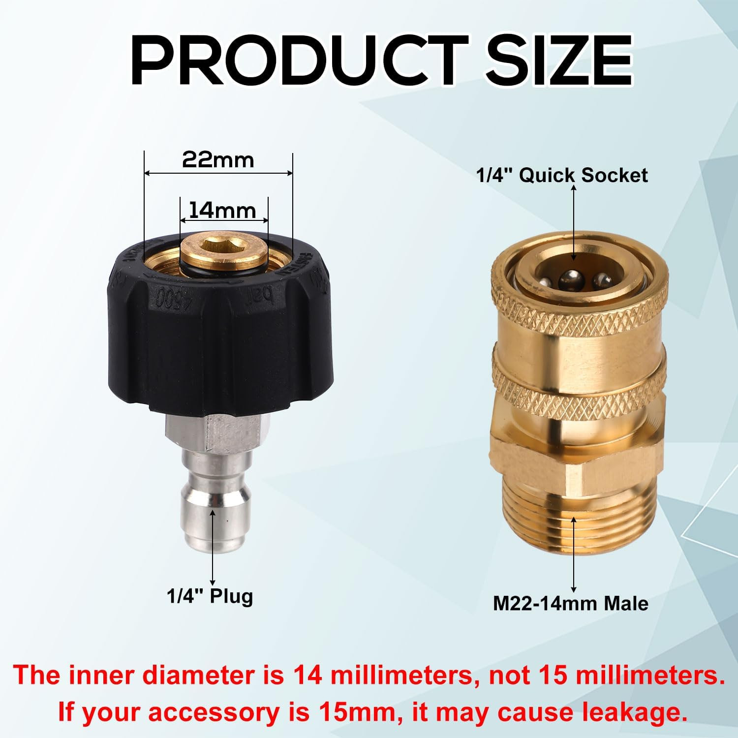 Pressure Washer Adapter Set – M22 to 1/4″ Quick Connect Fittings 2Pcs