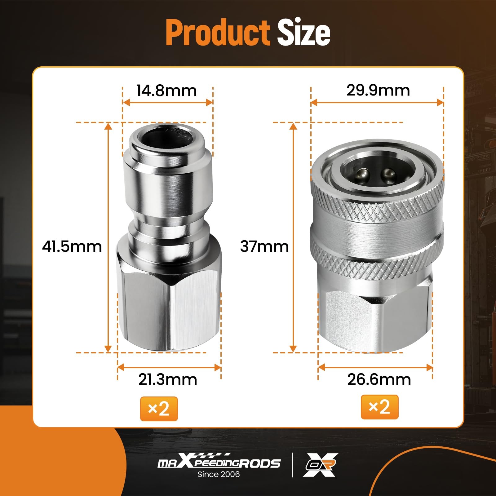 4 PCS 3/8 Inch NPT Pressure Washer Quick Connect Adapter Set Stainless