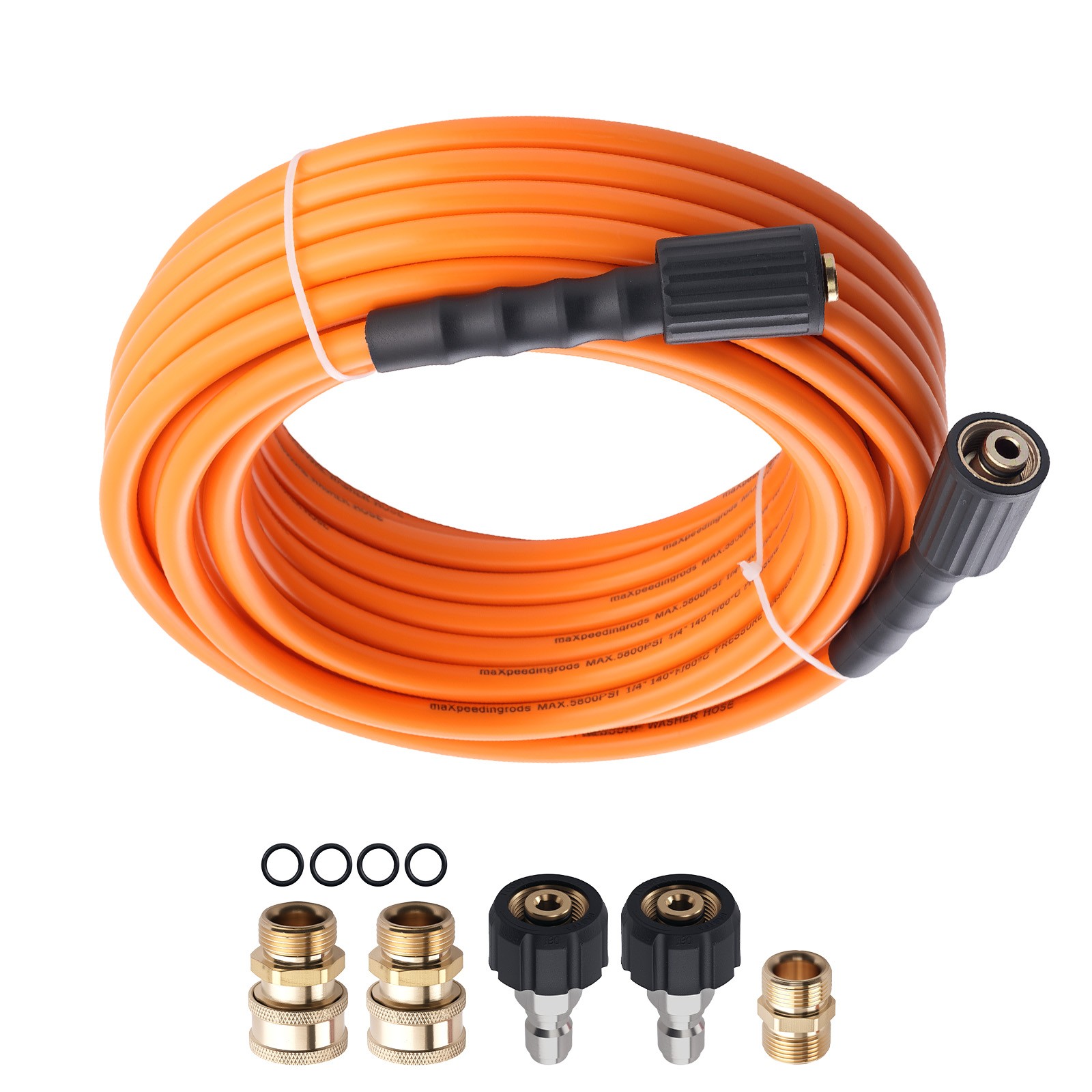50FT Power Washer Extension Hose 5800PSI w/ M22-14mm x 3/8″ Quick Connector