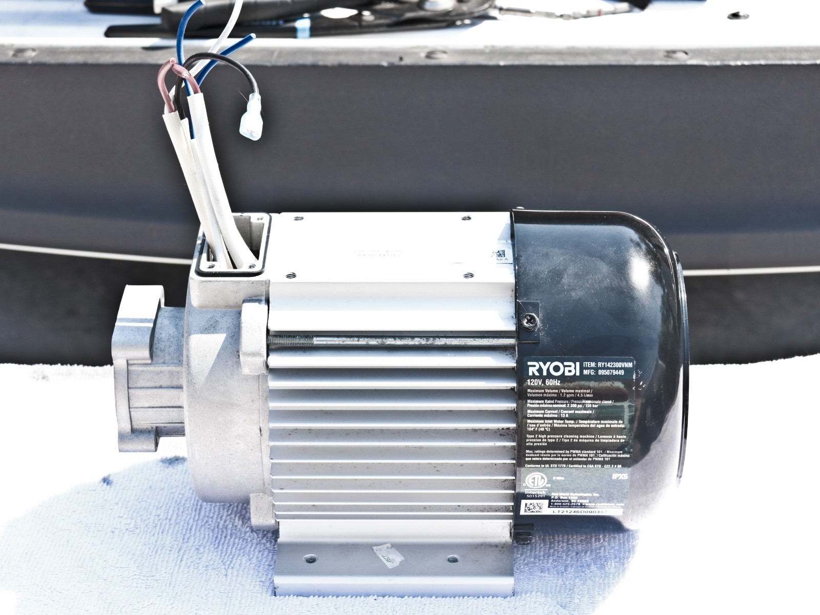 RY142300NVM Electric Motor OEM for Ryobi Pressure washer Reduced