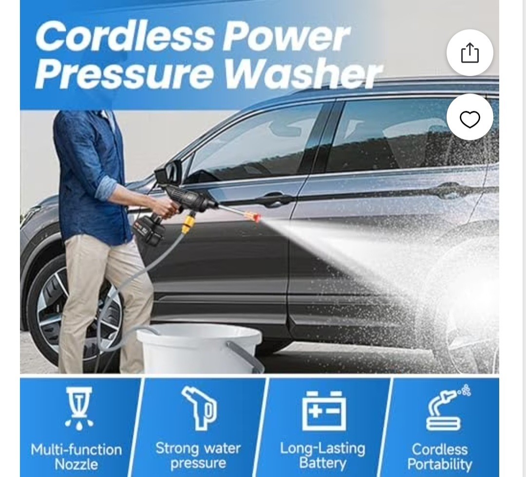TORQVOLT 21V Cordless Battery Cold Water Pressure Washer w/ Hose, 653 PSI New