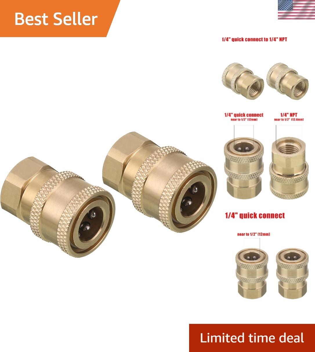 Brass 1/4″ Quick Connect Coupler for Pressure Washers – Reliable & Lightweight