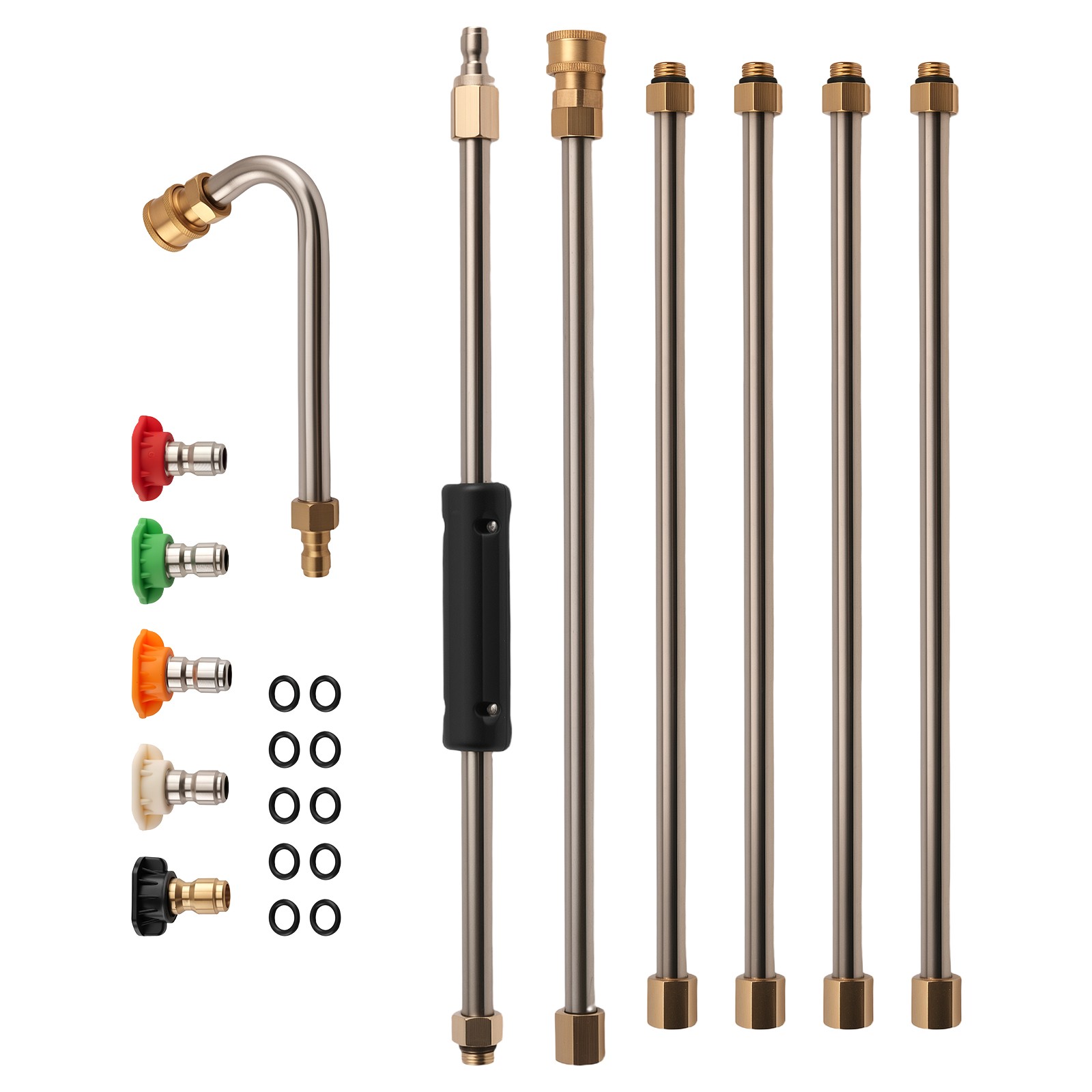 15 Inch Pressure Washer Wand 4000 PSI Brass Stainless Steel 5 Nozzle Tips