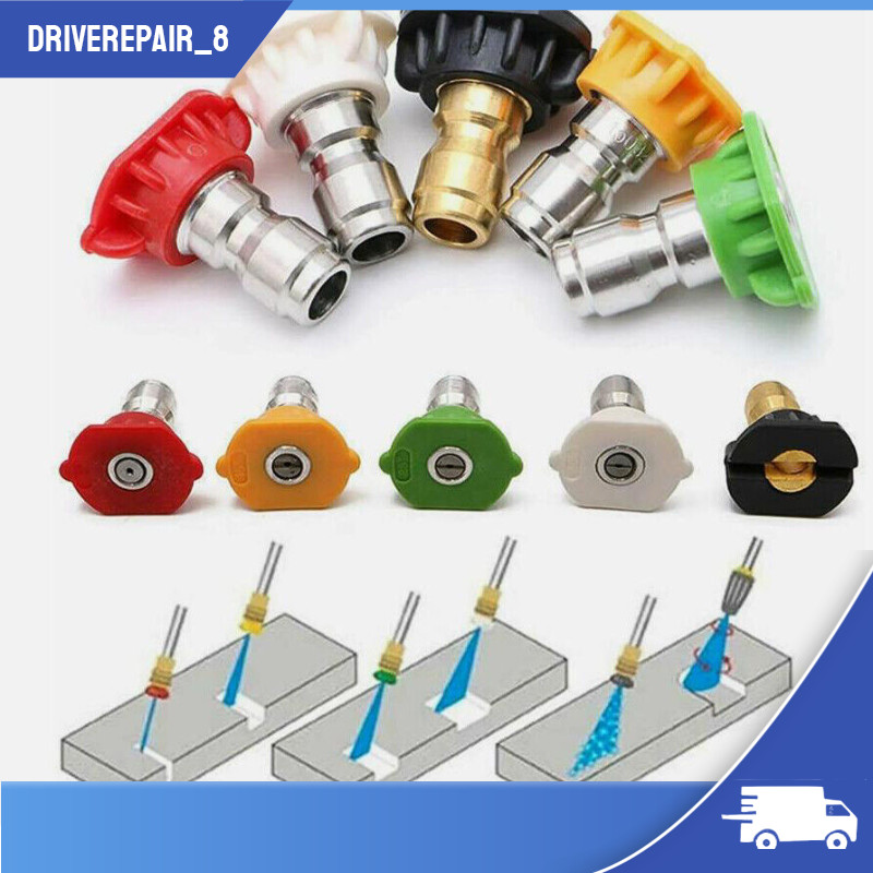 5X Pressure Washer Spray Tips Nozzles High Power Kit Quick Connect 1/4″ Set
