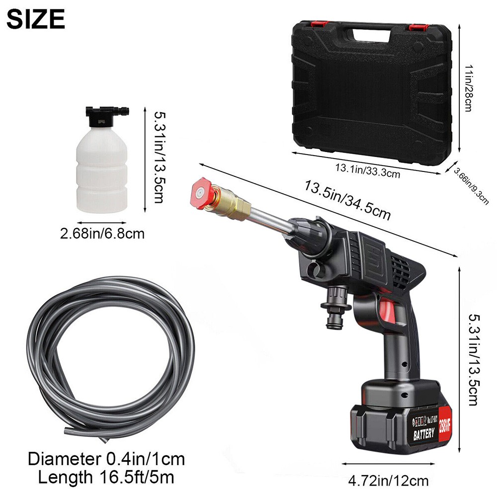 Portable Cordless Electric High Pressure Water Spray Gun Car Washer Cleaner Tool