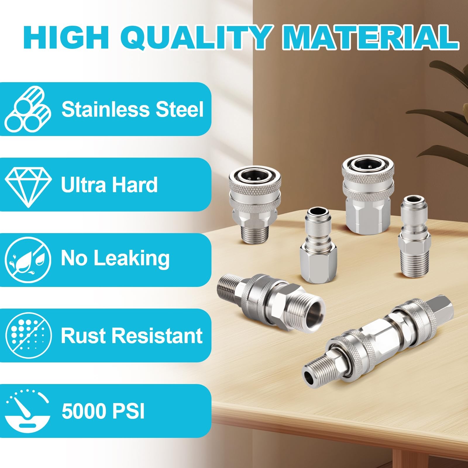 4 PCS 3/8 Inch NPT Female Male Pressure Washer Quick Connect Adapter Hose