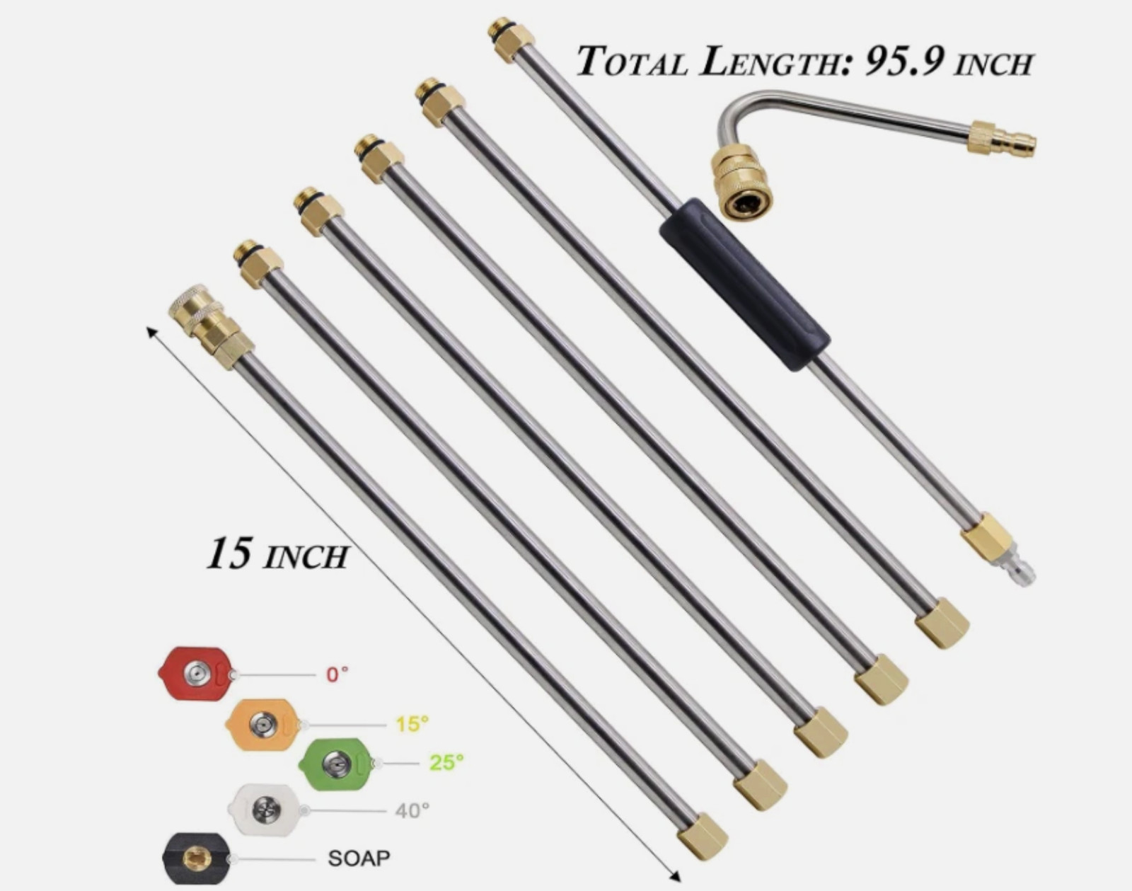 Twinkle Star Pressure Washer Extension Wand Set 8 ft 5 Nozzle Tips, 4000 PSI New