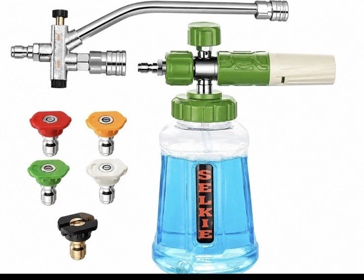 Foam Cannon with Double Tip Attachment,Adjustable Pressure Washer Foam Blaster