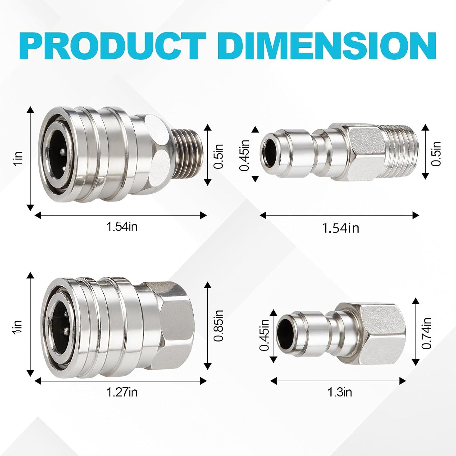 4 PCS Pressure Washer Coupler Quick Connect Fittings，1/4 in NPT Female and Ma…
