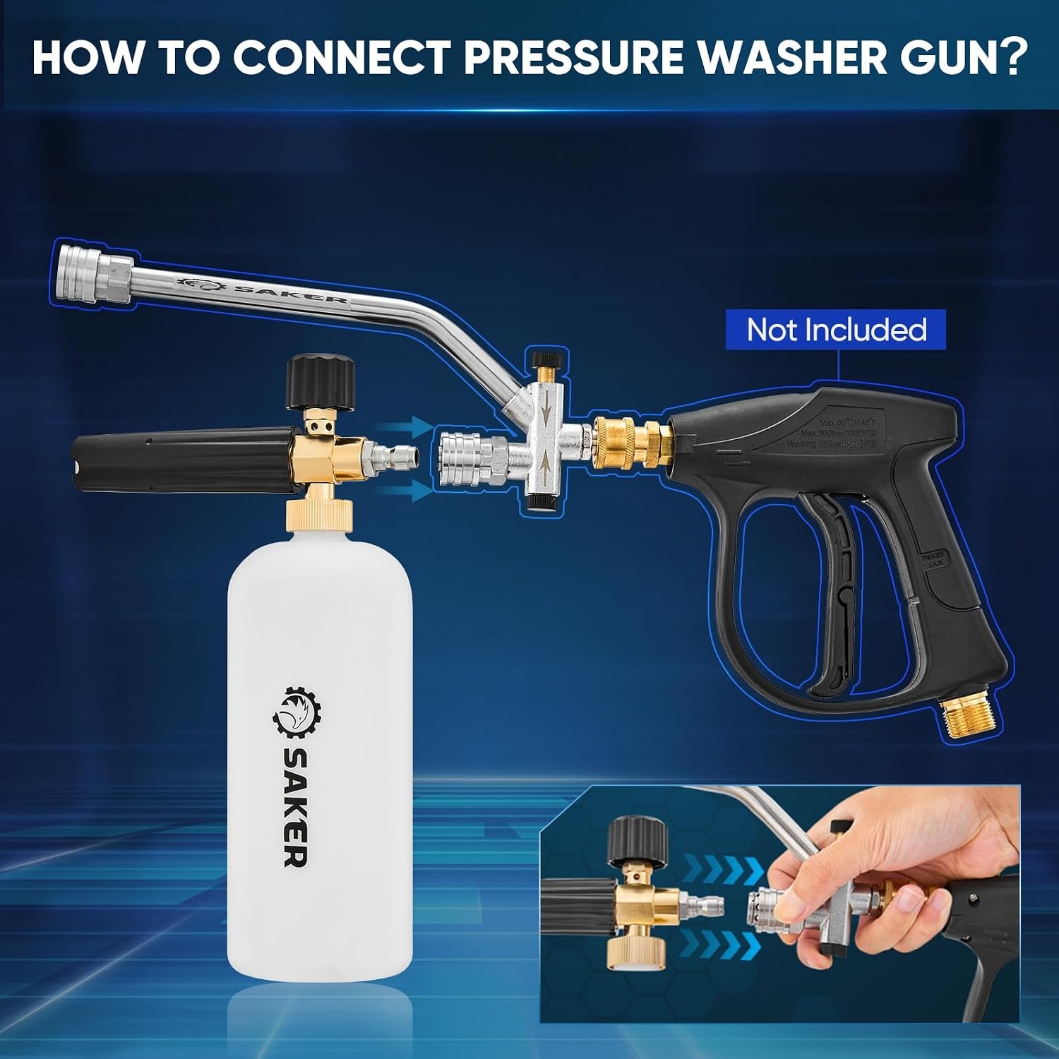 Power Washer Foam Cannon 1/4 Inch Quick Connect 5 Press Foam Lance Accessory