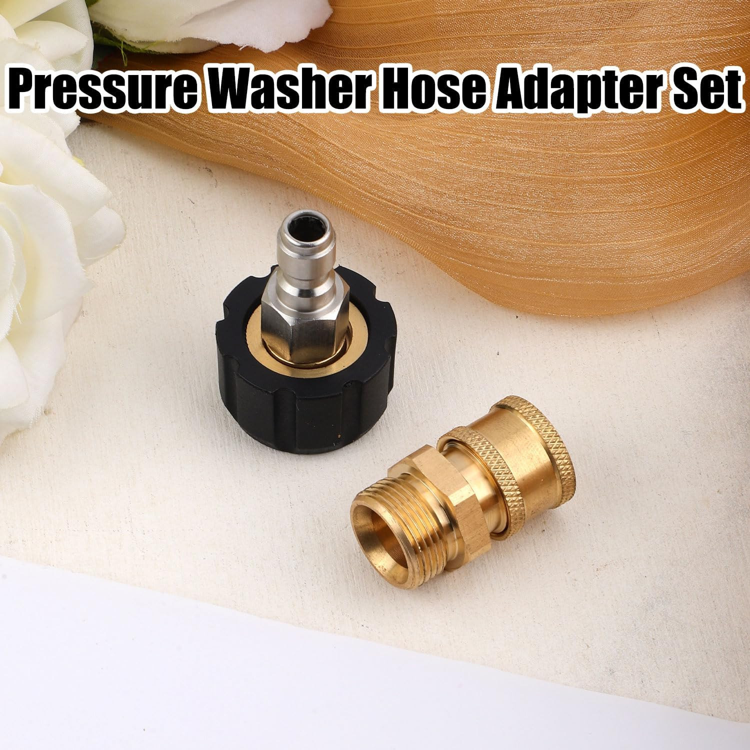 Pressure Washer Adapter Set – M22 to 1/4″ Quick Connect Fittings 2Pcs