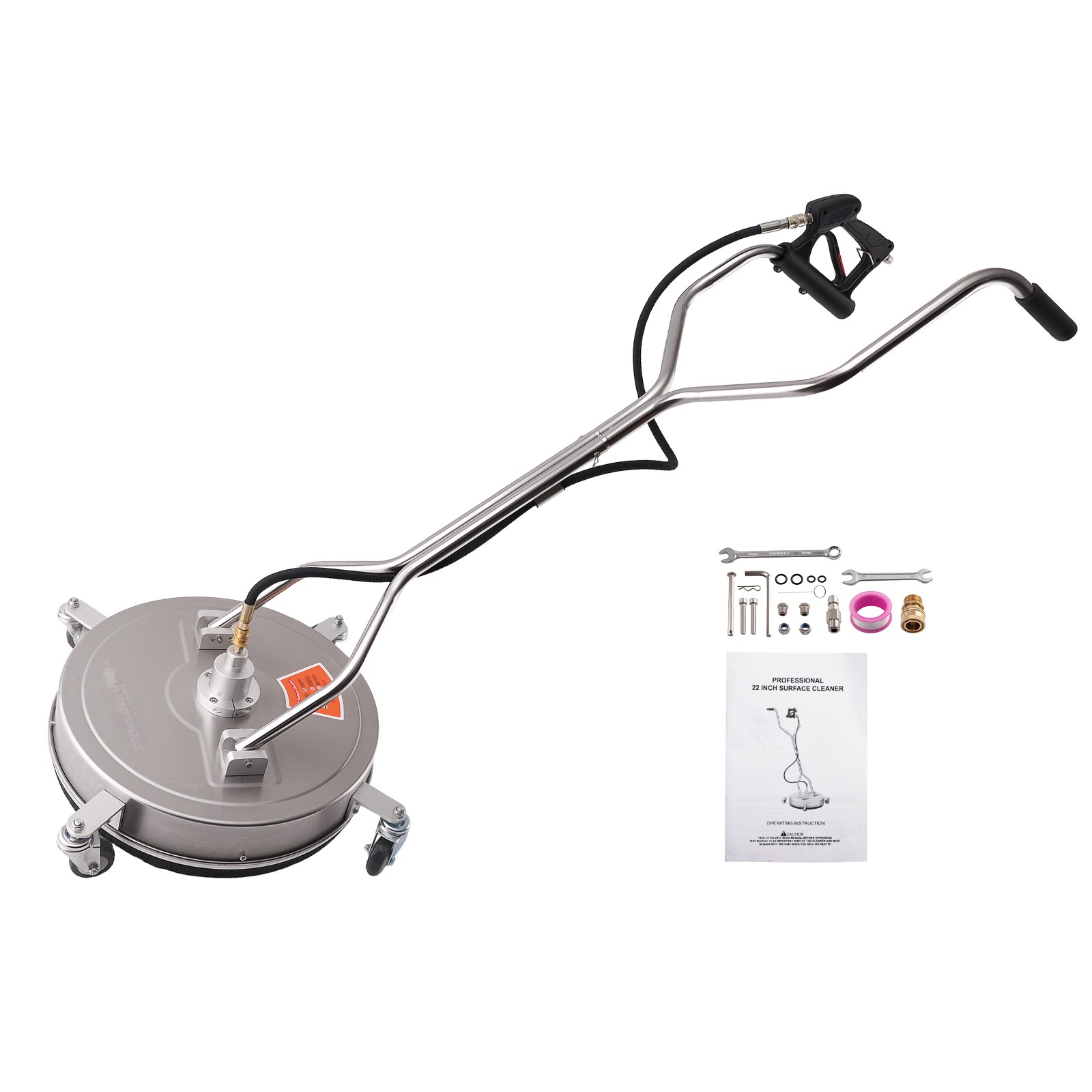 22″ Stainless Steel Surface Cleaner Pressure Washer 3/8″ QC 4200PSI Patio Tool