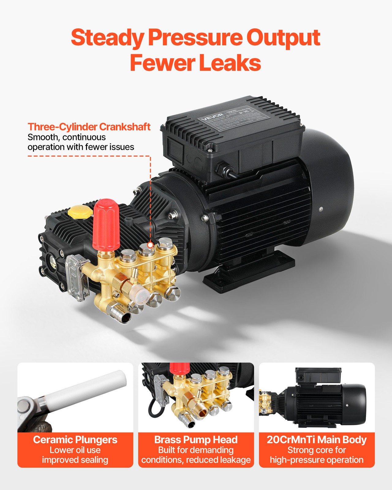 VEVOR Electric Pressure Washer Pump Kit Triplex Power Washer Pump with 2HP Motor