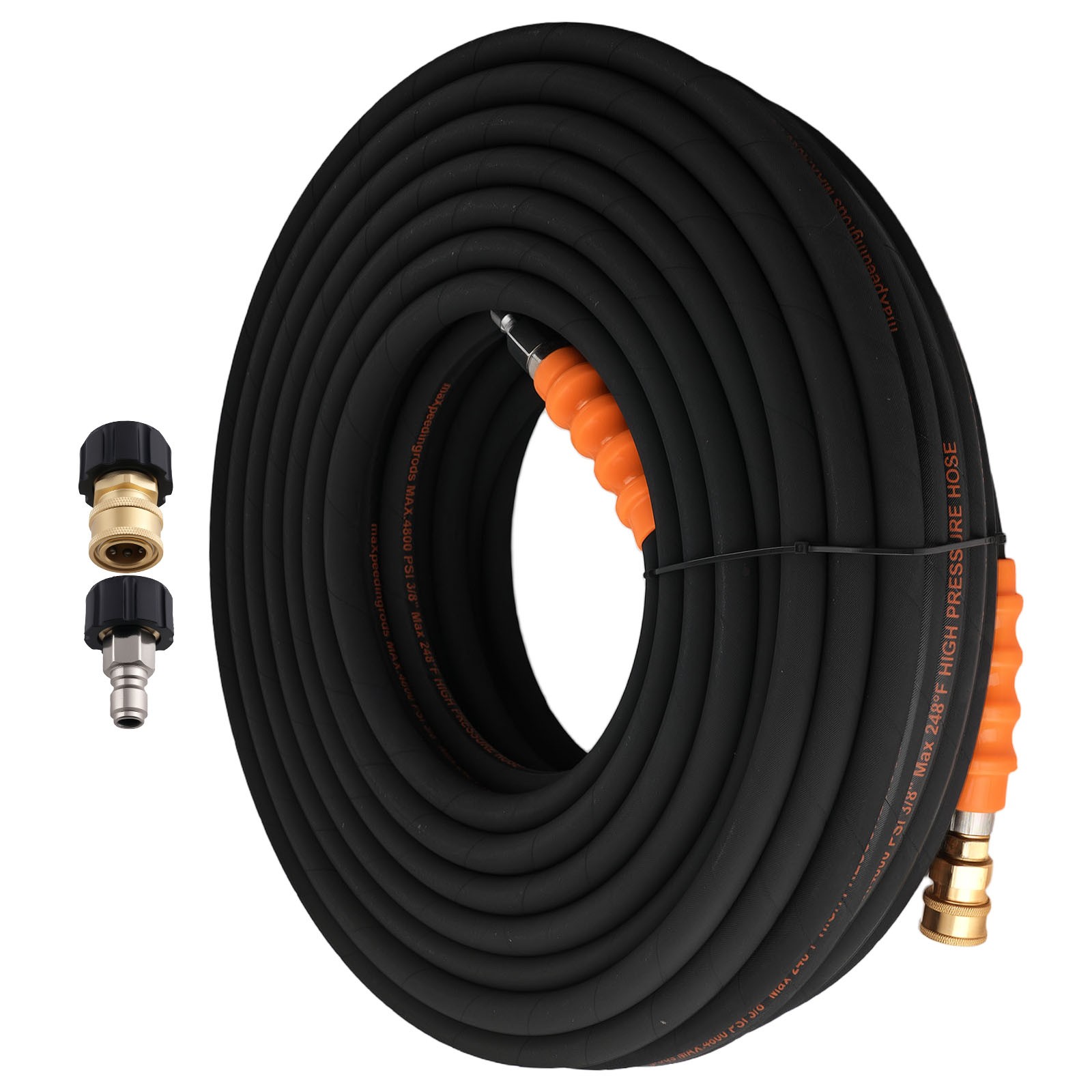 150FT Pressure Washer Hose 4800PSI Steel Wire Braid With 3/8″ M22-14mm Adapter