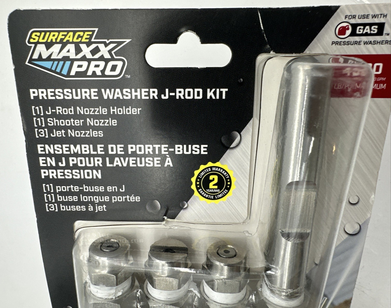 Surface Maxx Pro Pressure Washer J-Rod Kit 4-Piece Set 1/4 Inch Quick Connect
