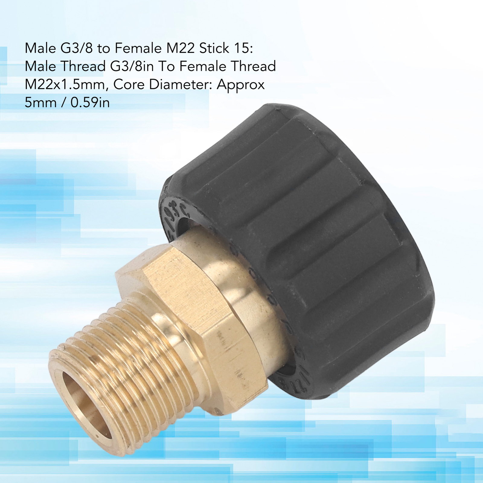 Pressure Washer Adapter Hose Connector 5000PSI Male G3/8 To Female M22 15mm