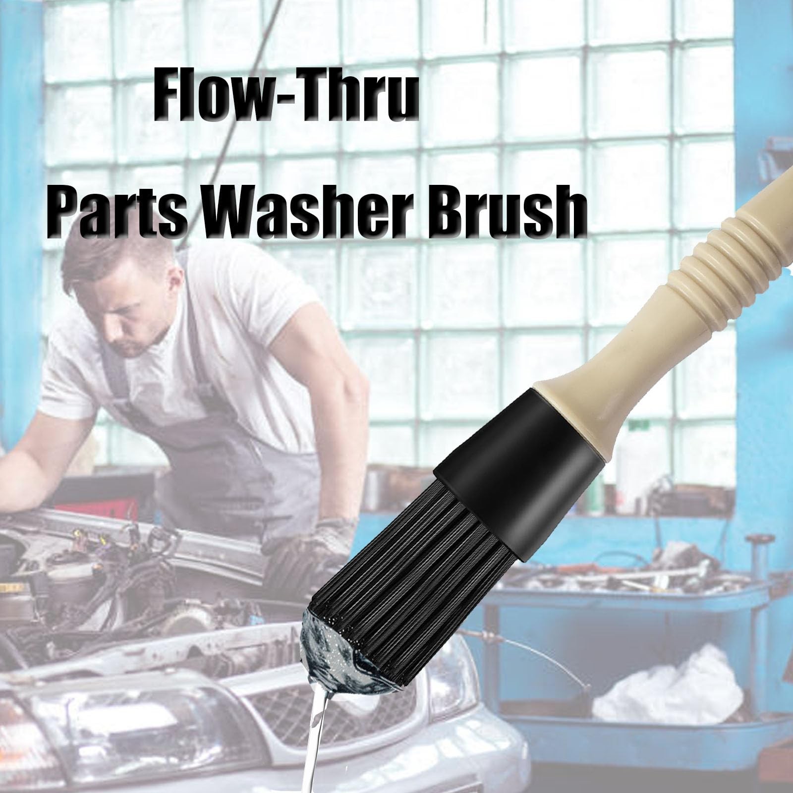Flow-Thru Parts Washer Brush Wear Resistant Cleaning White