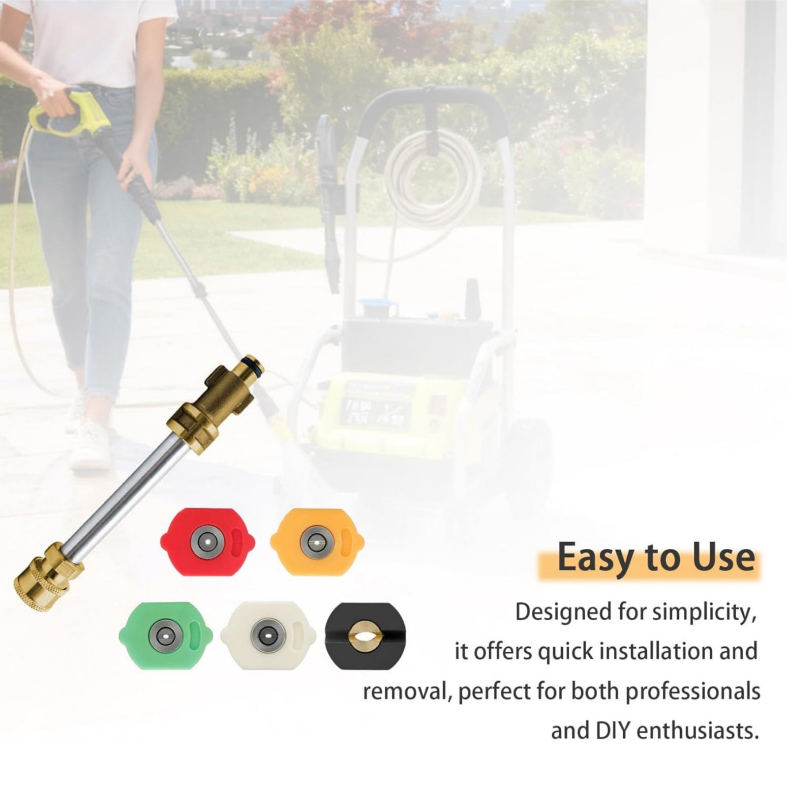 For Ryobi Pressure Washer Quick Connect Adapter Replacement With 5 Color Nozzles