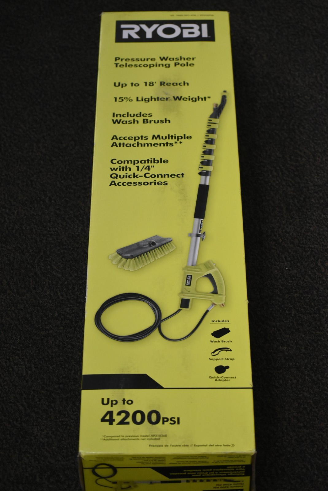 Ryobi RY31EP26VNM 18 ft. Extension Pole with Brush for Pressure Washer