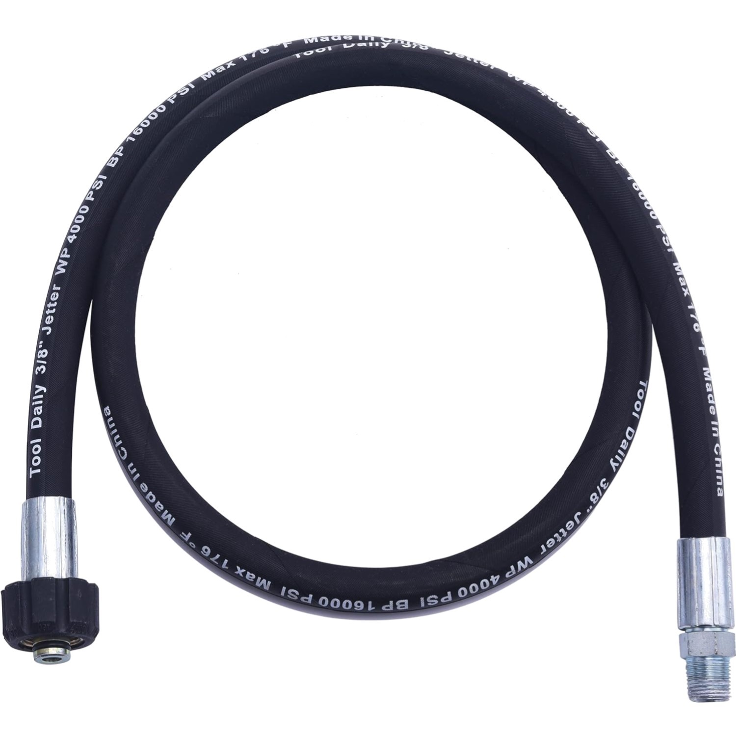 Flexible 4 FT Pressure Washer Whip Hose with Steel-Wire Braid for Heavy Use
