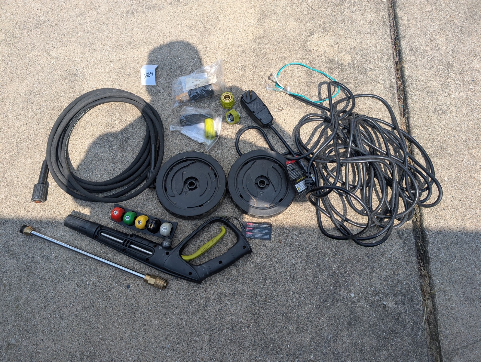 Sun Joe SPX3000-MAX PRESSURE WASHER PARTS LOT NOZZELS WAND HOSE WHEELS ADAPTERS
