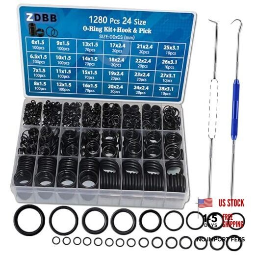 Pcs 24 Size Rubber O-Ring Assortment Kit with Pick and Hook Set for 1280